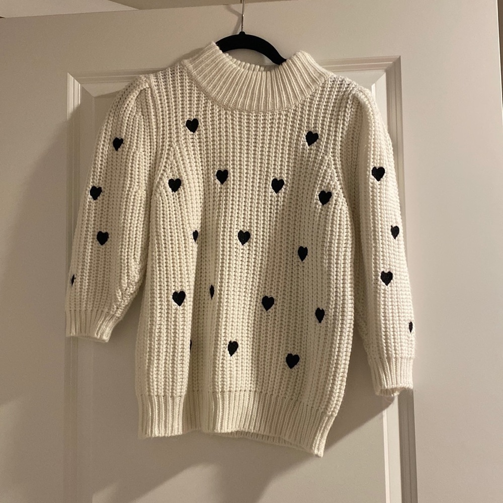 Anthropologie Sweaters Anthropologie Hearts Mock Neck Sweater Tee White/Black